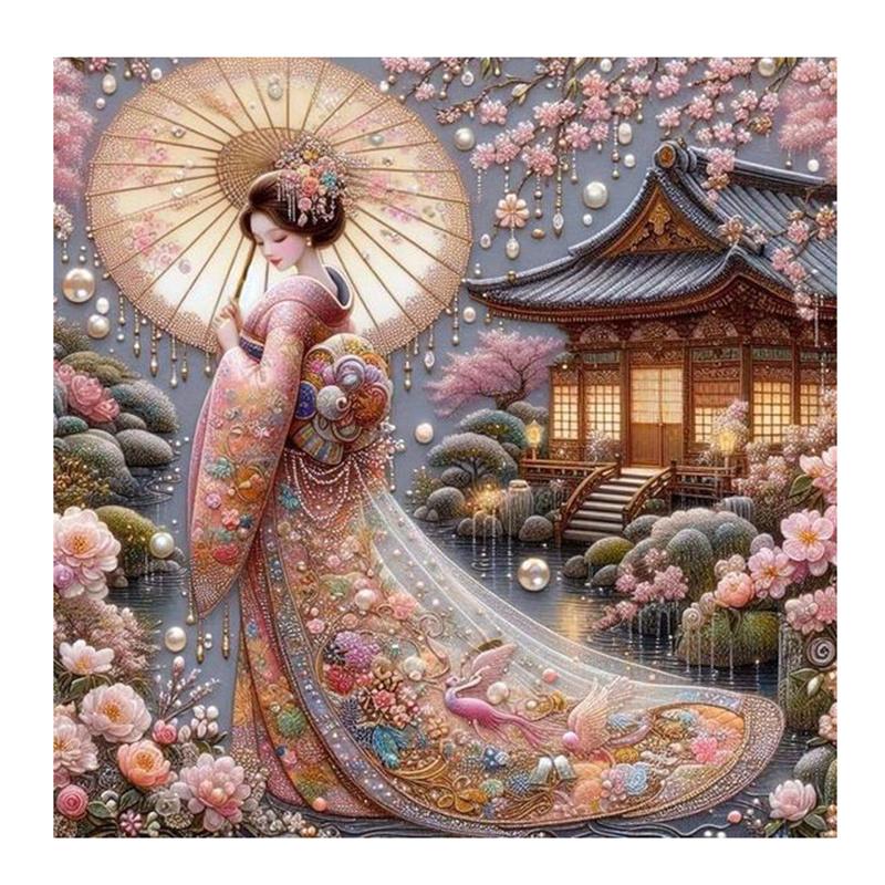 

Наборы для алмазной живописи, вышивка крестом, японская женщина, 5D, сделай сам, алмазная вышивка, портрет, стразы, полная мозаика, декор для дома Round 20x20cm