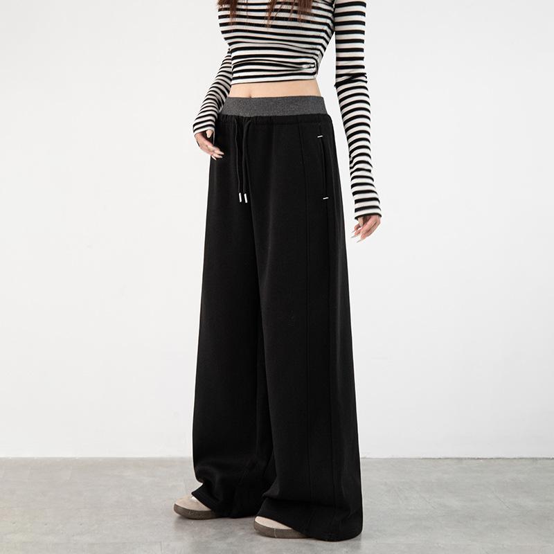 Women's High Waist Wide Leg Pants Loose Fit Sweatpants Drape Commuter Style Banana Trousers Spring Casual Bottoms