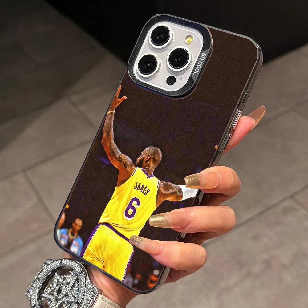 Basketball L-Lebron James Phone Case For iPhone 17,16,15,14,13,12,11 Plus,Pro Max,XS,Colorful Silver Phone Case Funda Cover