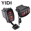 Universal Mini Dual USB Port Car Fast Charger Socket 3.1A Rectangular Waterproof Dustproof Adapter 12V 24V Iphone Ipad Samsung