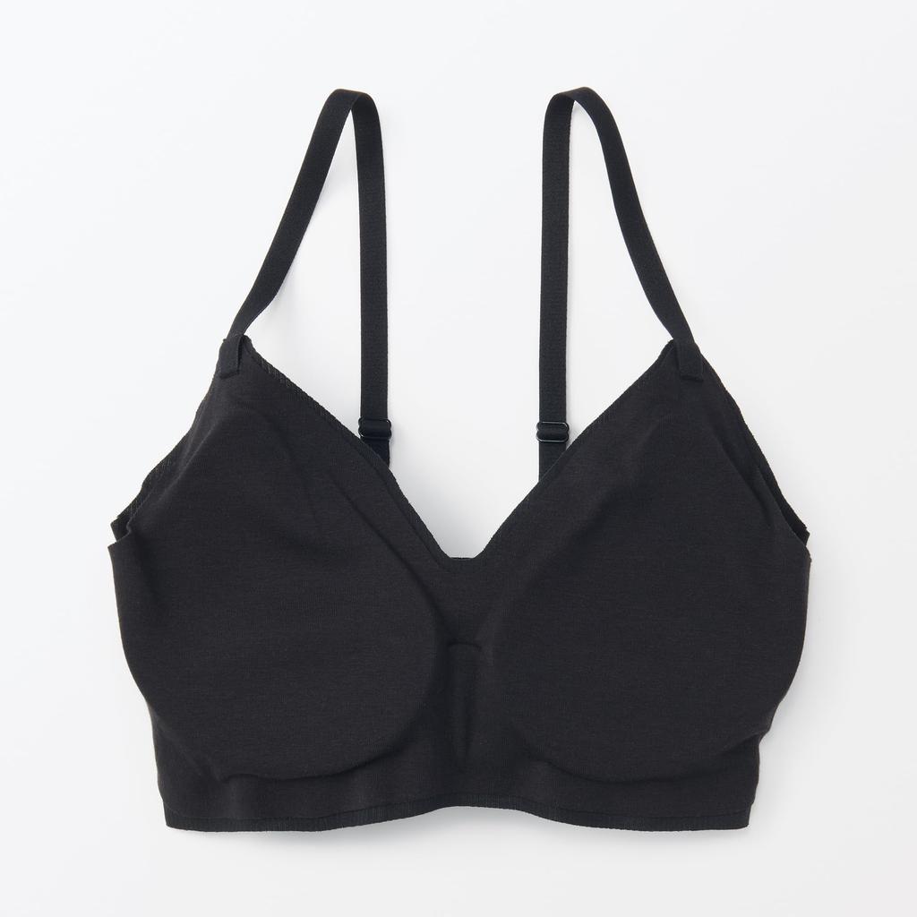 MUJI Gentle Ribbed S Women's Bra, FCH54A4A, Black, Women's