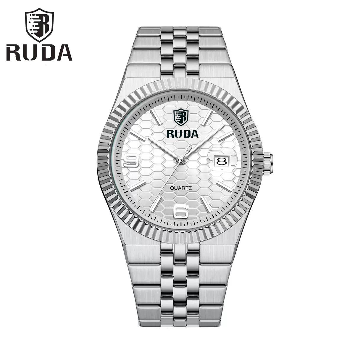 RUDA Fashion Men s Honeycomb Luminous Quartz Watch with Steel Band