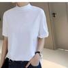 Women's Turtleneck Short Sleeve Tee Loose Fit Casual Basic Top Solid Color Summer Daily Wear