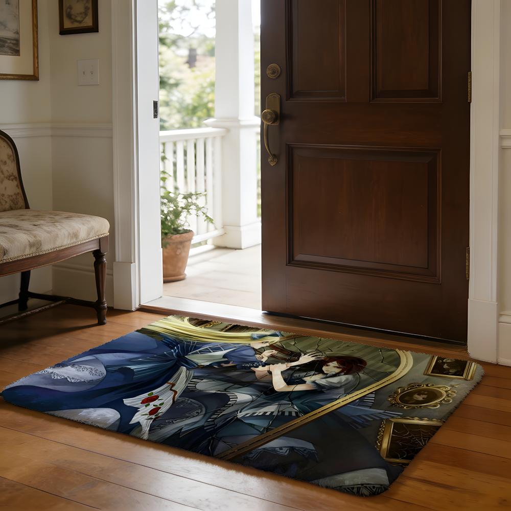 AAlice MMadness Returns Art Floor Mat Soft Flannel Absorbent Mat Non-Slip Rug Home Bedroom Bathroom