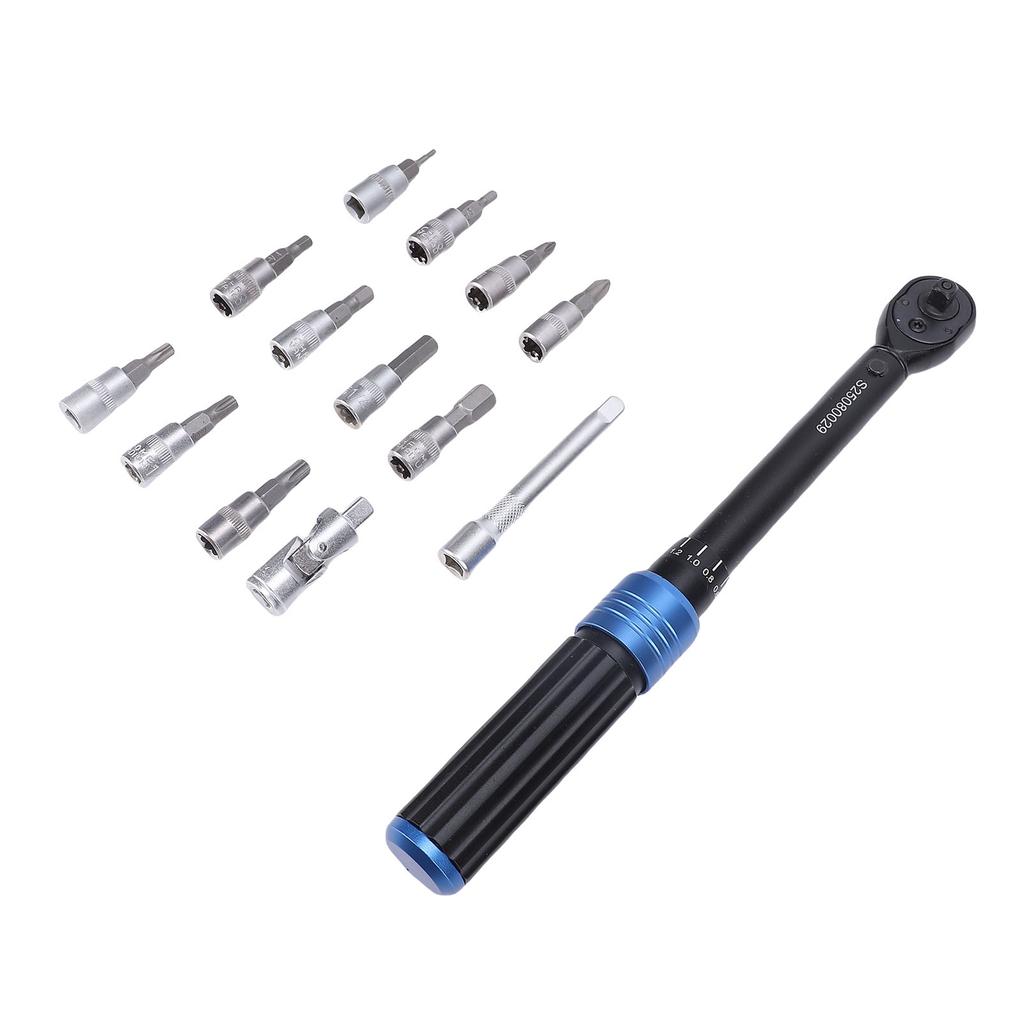 14Pcs Torsion Wrench Set 1 4in Industrial Preset Accurate 72 Teeth Rachet Adjustable for Automotive Bike Repair