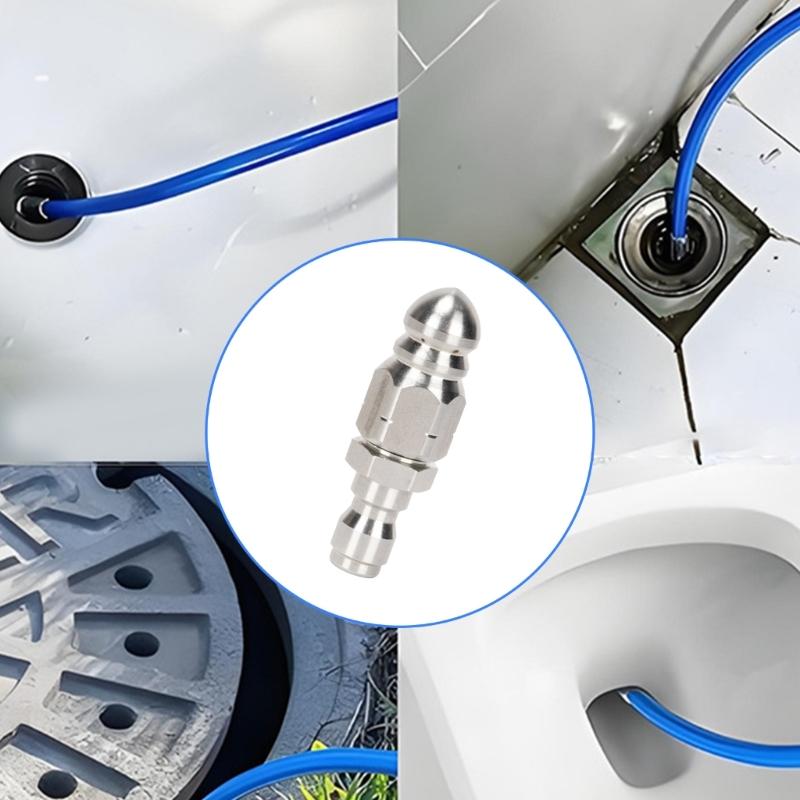 Steel 1/4 Inch Drain Cleaner Nozzle Heavy Duty Clog Removal Tool Unclogging Nozzles Easy To Use for Pipes & Sewer Lines