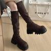 Chunky Women Knee High Boots Fashion Back Zippers Knight Long Boots Platform Heels Autumn Winter Ladies Shoes