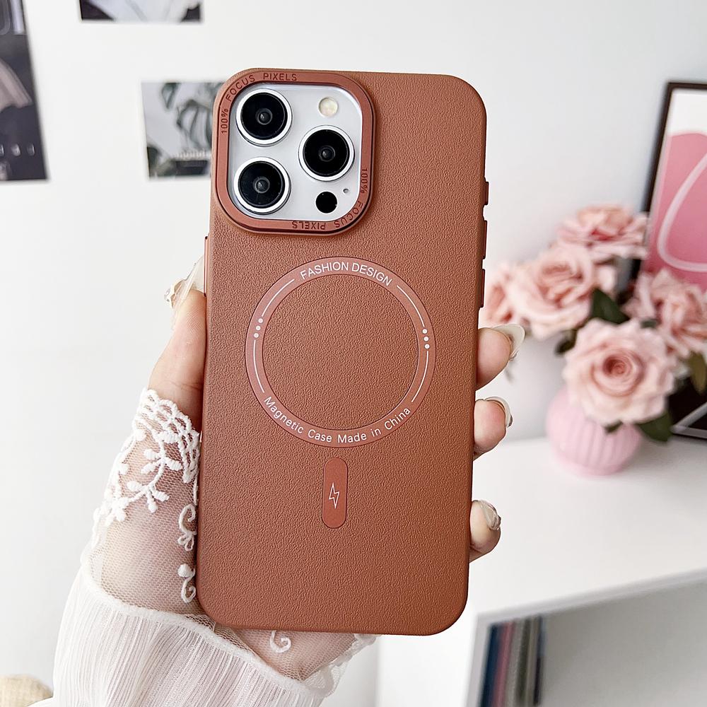 KEYSION Matte Leather Texture Hard PC Phone Case for MagSafe for iPhone 13 14 Pro Max 14 Plus Magnetic Shockproof Back Cover