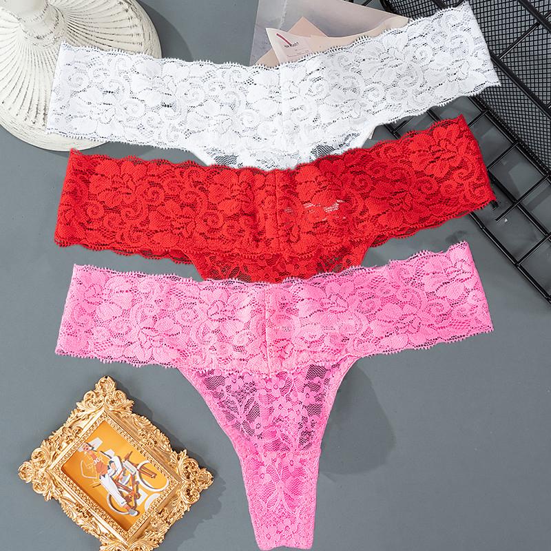 Mutandine da donna con motivo floreale ricamato moda tinta unita Slip a vita bassa da donna Intimo da notte