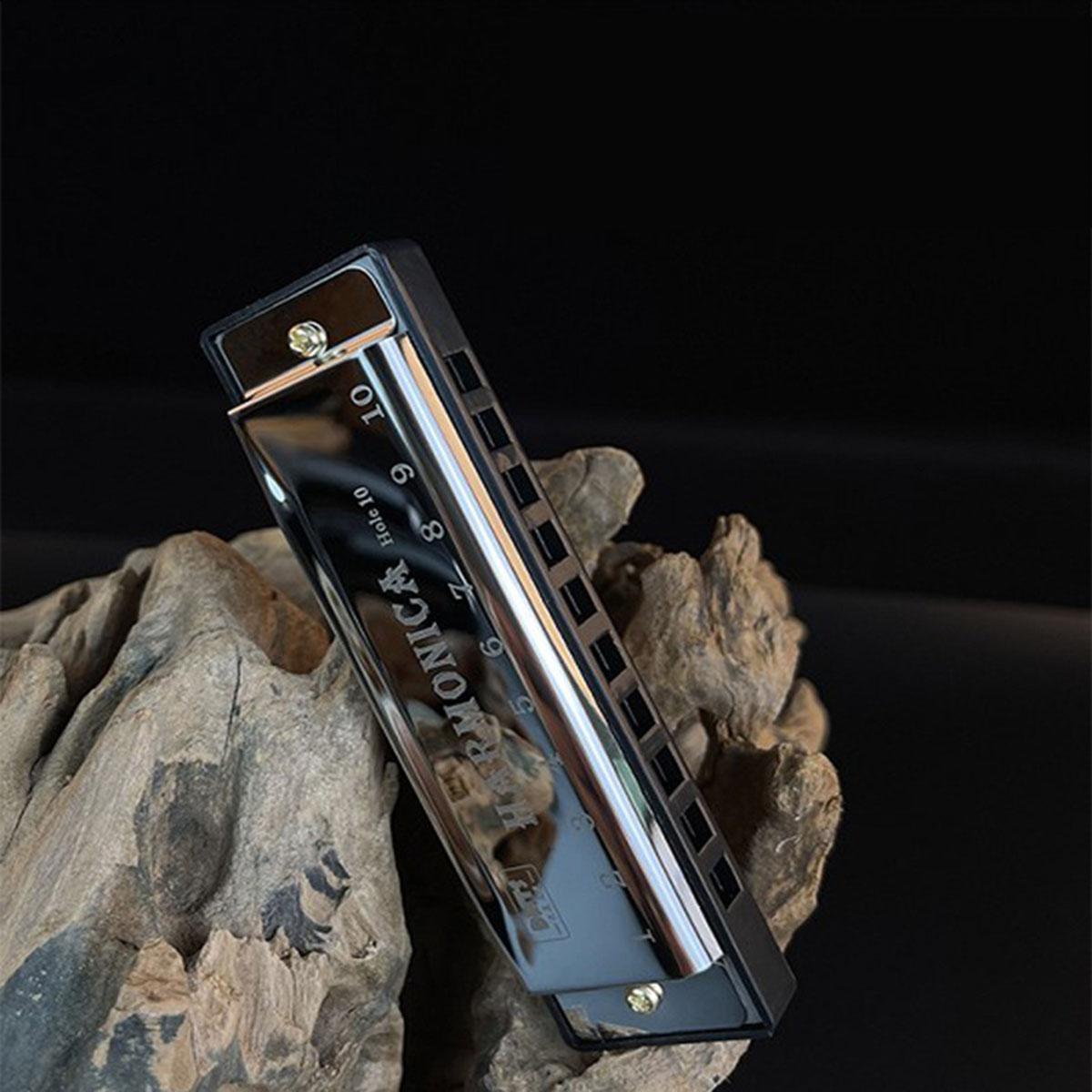 

Губная гармоника с 10 отверстиями, губная гармошка, головоломка, музыкальный инструмент, обучающий подарок для начинающих, медный сердечник, смоляная гармошка, арфа серебряный