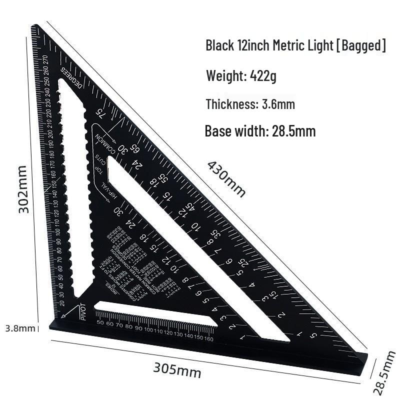 Silver 7-inch Imperial Aluminum Alloy Right Angle Set Square for Woodworking