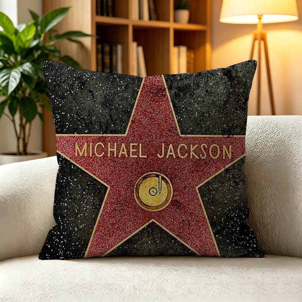 M-Michael Jackson King Of Pop Square Double-Sided printed Pillow Case Bedroom Bedside Pillow Sofa Cushion Cover