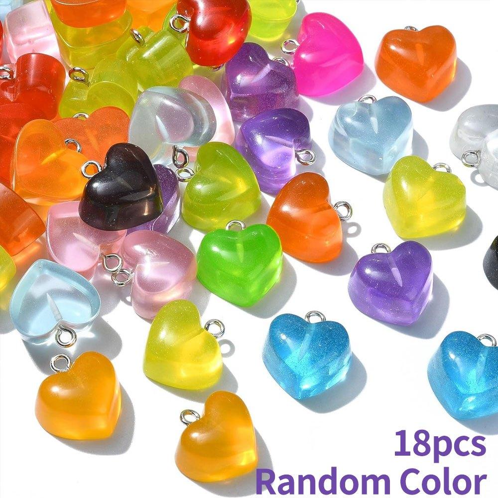 

8/18 шт. смоляний матеріал прозорий колір кулон у формі серця кулон у формі серця клейкий кулон у формі серця своїми руками браслет намисто сережки брелок 18pcs