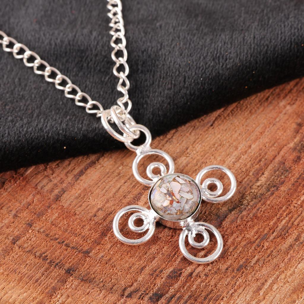 Äthiopischer Kupfer-Türkis-Anhänger, 925 Sterlingsilber-Schmuck, Geschenk für Frauen, handgefertigter Anhänger, Edelsteinschmuck