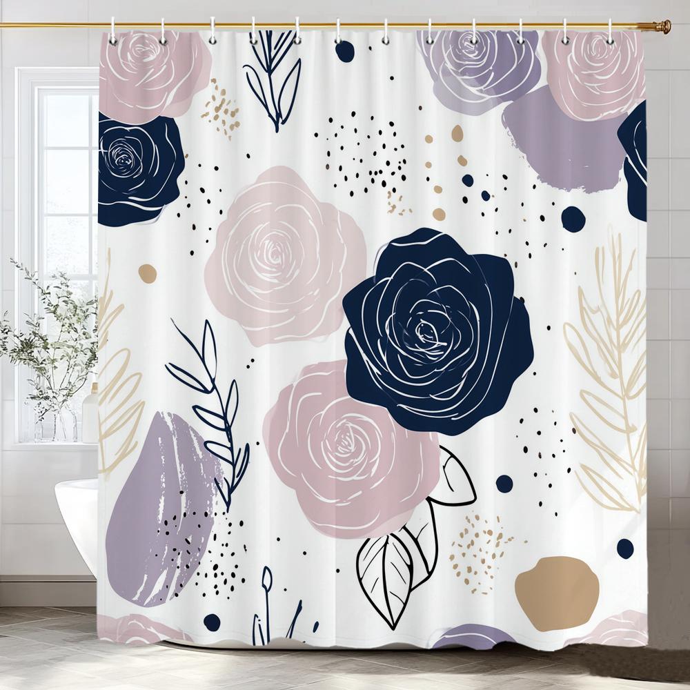 Watercolor Leaf Shower Curtain For Bathroom Vines Plant Flower Nordic Minimalist Polyester Curtain For Home Decorative Curtain