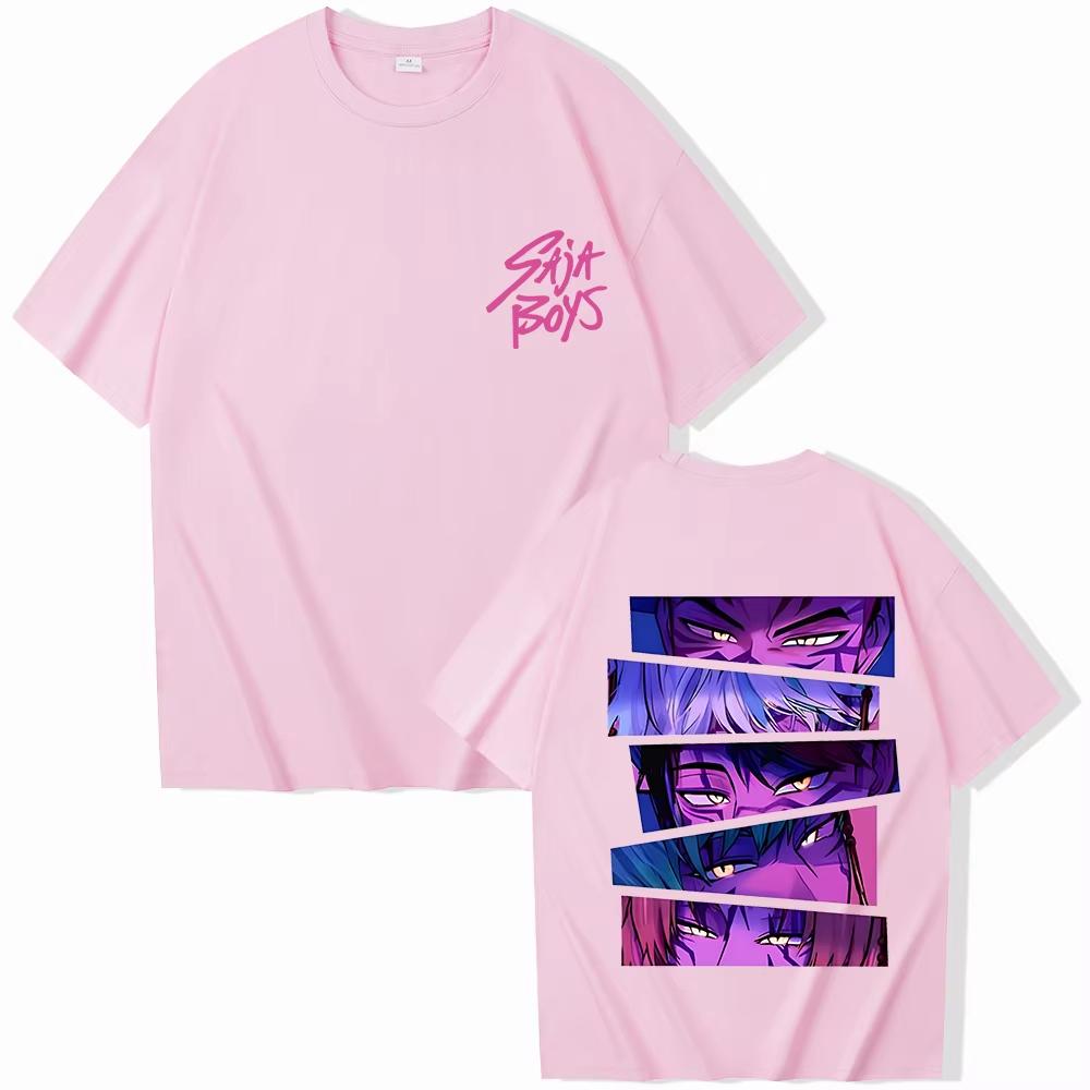 Kpop Demon Hunter Saja Anime Graphic Print T-shirt For Men Women Summer Short Sleeve Cotton Tees Casual Streetwear Oversize Tops