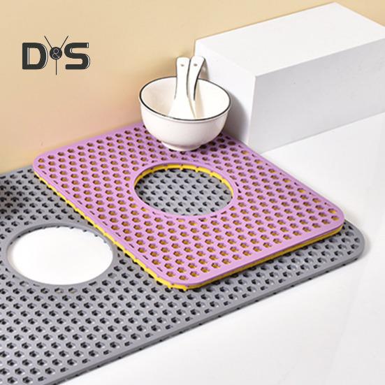 Silicone Sink Mat with Center Drain Heat-Resistant Flexible Non-Slip Design Easy To Clean Reusable Sink Protector Mat