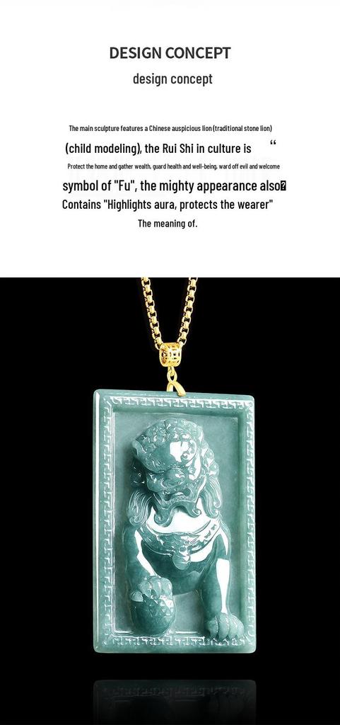 Blue Water Jade Lion Pendant with S925 Silver - Men's High-End Glutinous Ice Style