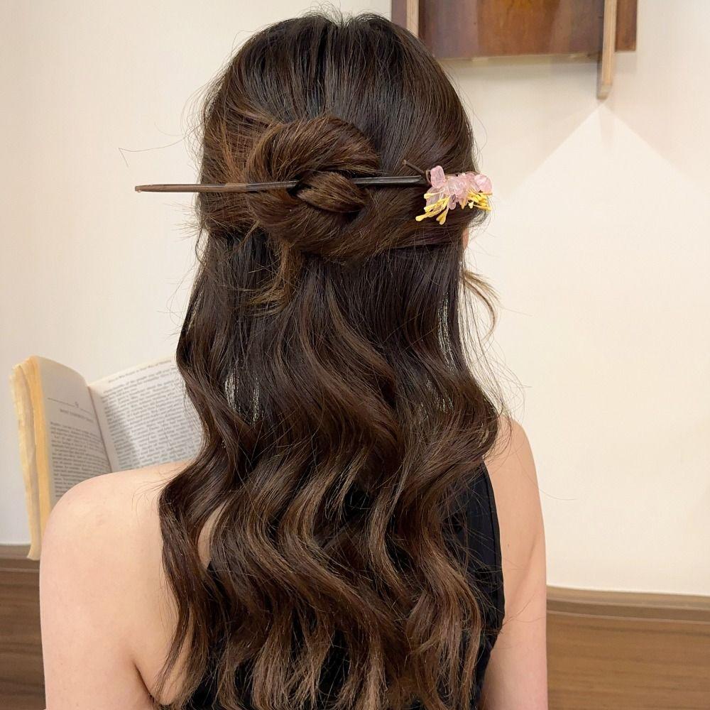 Ancient Style Hanfu Hair Chopsticks Wooden Flower Hair Fork Chinese Style Hair Stick  Ladies