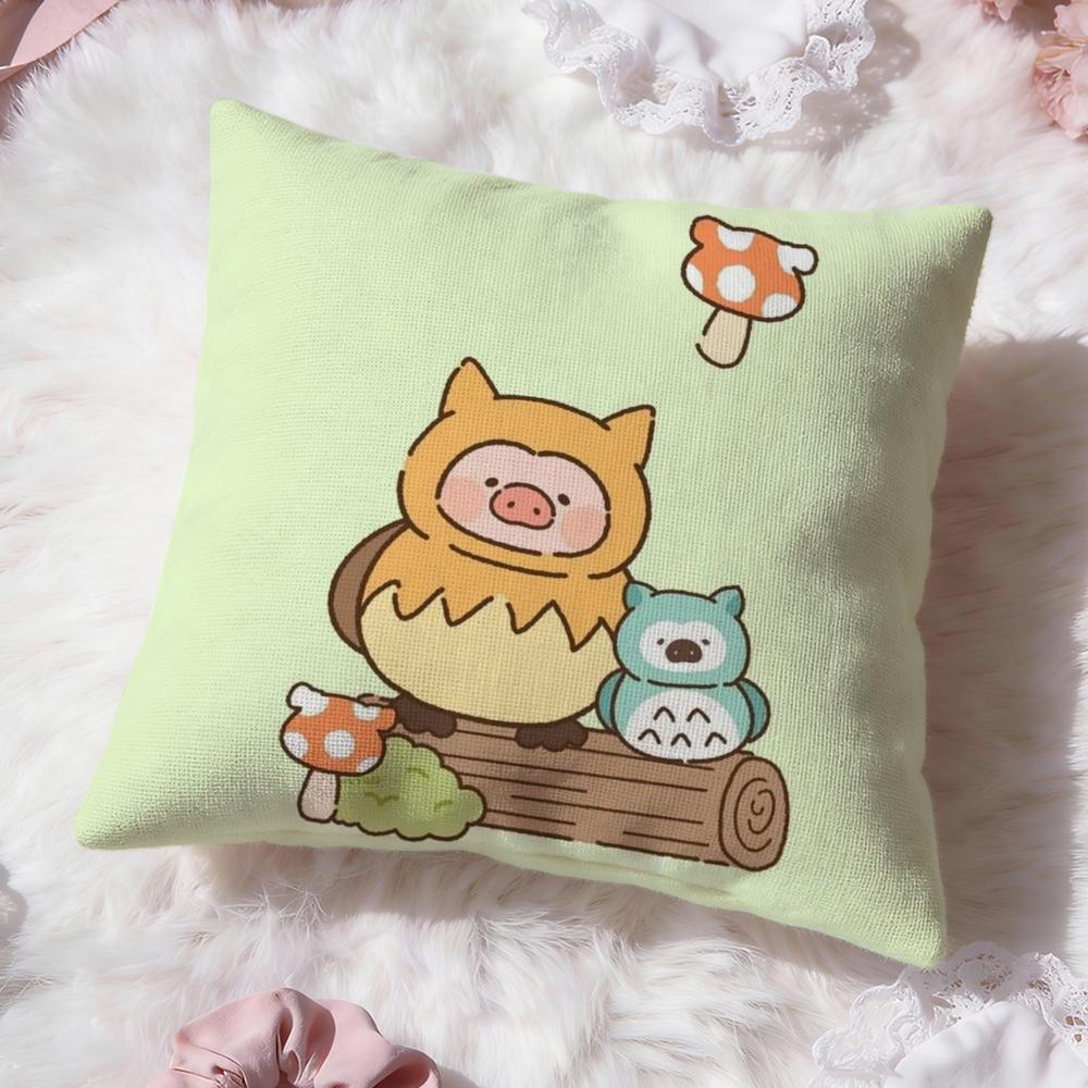 Cartoon L-Lulu Pig Pink Cushion Cover Premium Comfort Reversible Pillow Cove -Two in One Design for Any Room & Car Interior