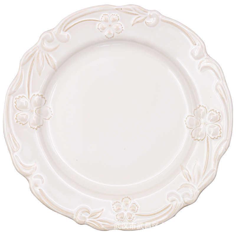Elegant Retro Embossed Ceramic Dinner Plate Collection
