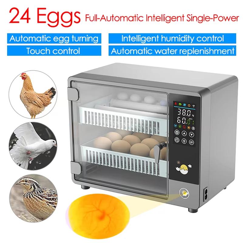 Incubatrice per 24 Uova Completamente Automatica Touch Controllo Temperatura Macchina per Incubatoio Agricolo Pollo Anatra Quaglia Uccello Scaldatore Uova Incubatrice