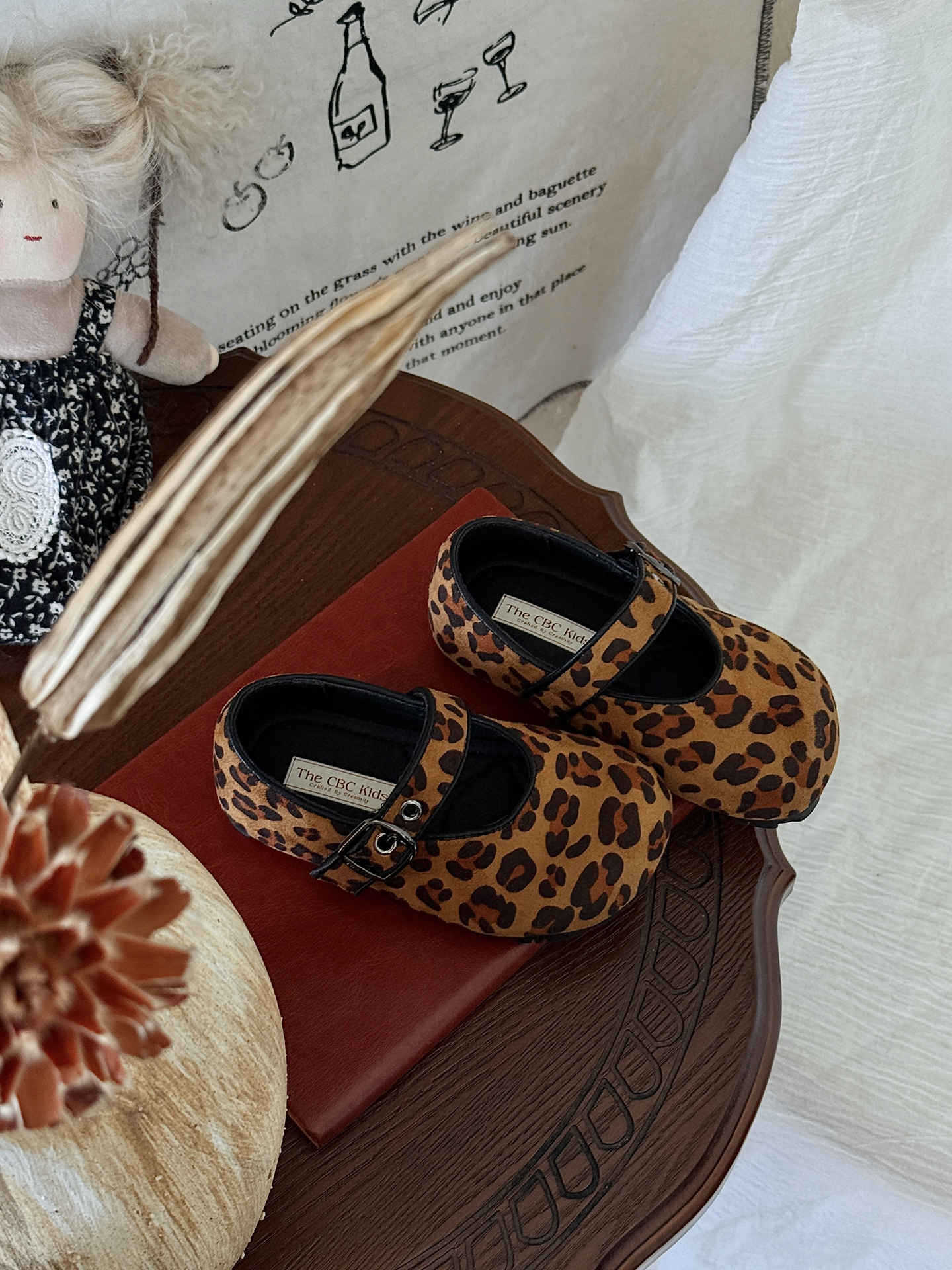 

XSHX нишевый леопардовый принт | Осенние туфли Мэри Джейн для девочек, корейские, с широким носком, на липучке, ретро-шик, маленькие туфельки 25