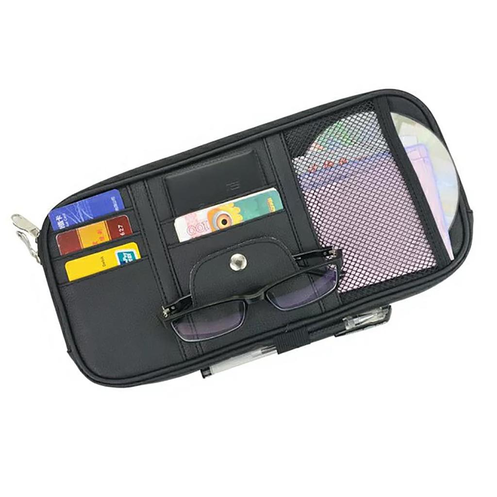 Car Sun Visor Full with Inner Sun Visor Storage Holder for Parking and Small Items Pocket, Size, Pocket, Case, Smartphone, Sunglasses, Cards, Cables,