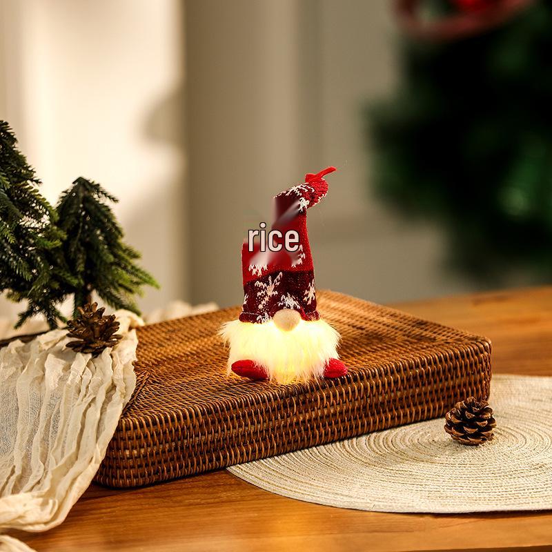 Knitted Christmas Gnome Ornament with Lights