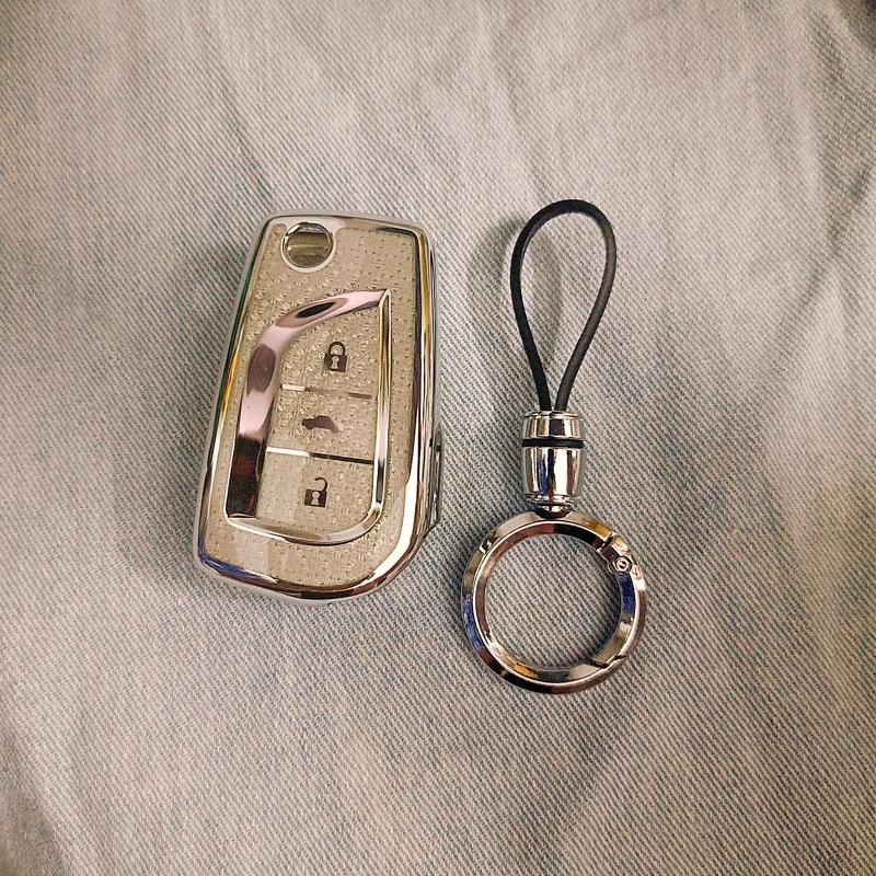 White Diamond Tpu For Toyota Hilux Vigo Yaris Corolla Camry 70 Prius C-Hr Clicker Carwalaa Flip Remote Car Key Case Cover Holder