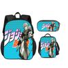 JoJo's Bizarre Adventure 3er Set Rucksack Federmäppchen Eisbeutel Langlebig Trendig Vielseitig Schuljunge und Mädchen Geburtstag Bestes Geschenk