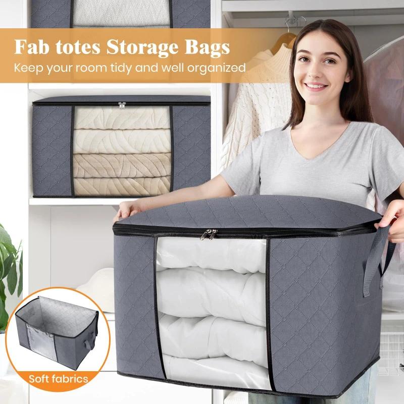 Large Foldable Storage Bag Clothes Travel Suitcases Organizer Reusable Shopping Bags Blanket Storage Bags Storage Containers