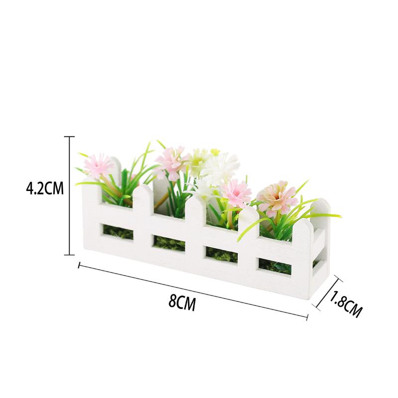 1Pcs Pretend Play Toy 1:12 Scale Dollhouse Simulated Flower Fence Decor Garden Lifelike Artificial Miniature Potted Plants