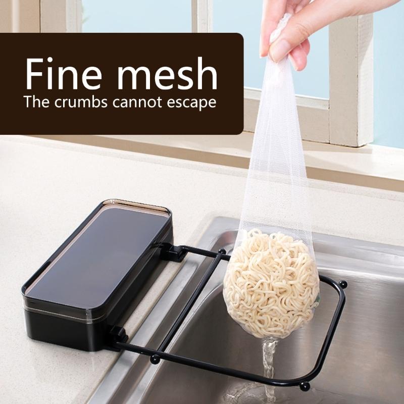 Stylish Foldable Suction Cup Waste Rack Convenient for Kitchen Sink Efficiently Filters Food Debris With 50 Mesh Bags
