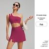 New Style Nude Feel One-Shoulder Yoga Set with High-Waisted Breathable Skirt for Tennis & Running