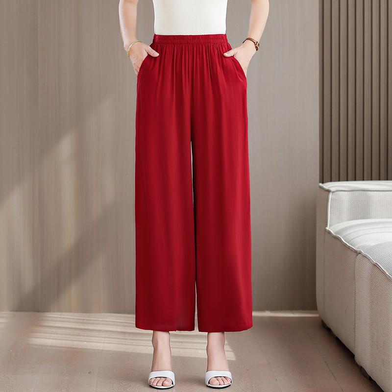 Pantaloni Estivi da Donna Taglie Forti a Vita Alta Larghi Vintage Abbigliamento Elastico in Vita Pantaloni Estivi