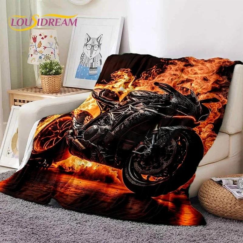 Motocross Modern retro Motorcycle Soft Flannel Blanket for Bed Bedroom Sofa Picnic,Throw Blanket for Cover Outdoors Leisure Gift