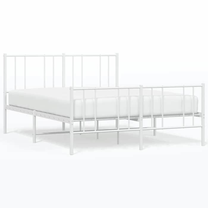 VidaXL Metal Bed Frame with Headboard-Footboard White 140x200cm 352548