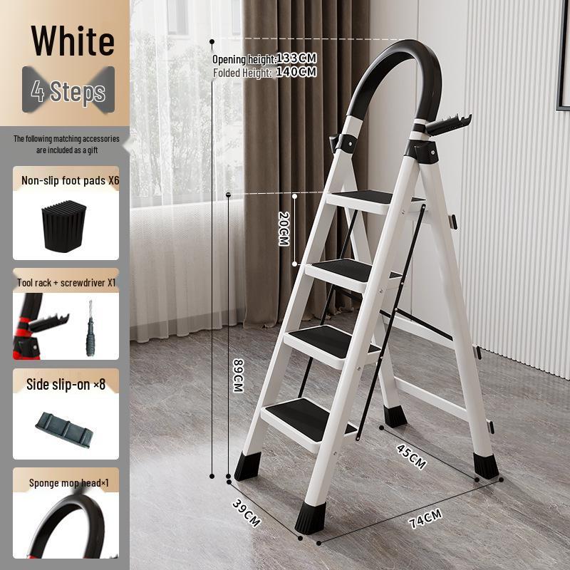 Red Multi-Functional Portable Indoor Folding Ladder: Lightweight, Thickened, Telescopic A-Frame - Ideal Housewarming Gift