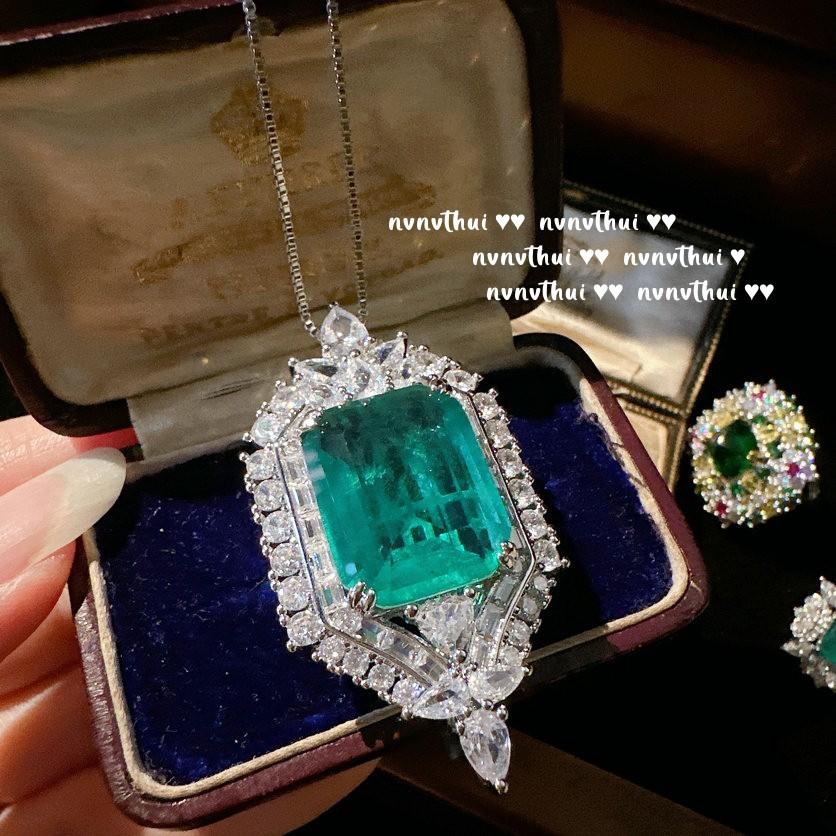 Mojito Emerald Flower Necklace, Rich Woman'S Joy, 18K Gold Plated, Malachite Green Snowflake Zircon Earrings