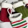 Christmas Tree Hanging Decor Mini Knitted Stocking Ornaments, Knit Xmas Decor, Small Holiday Decorative Socks Pendants for Tree, Mantel, Doorway Party