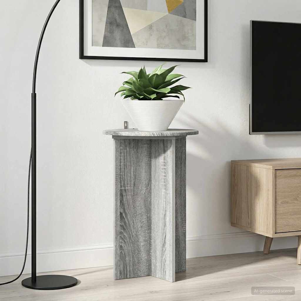 Plant Stand Set of 2 Grey Sonoma Finish Ø40 x 60 cm Engineered Wood