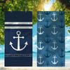 Navy Stripes Anchor Towel Quick Drying Beach Towels Are Suitable For Swimming Pools Camping Yoga And The Gym