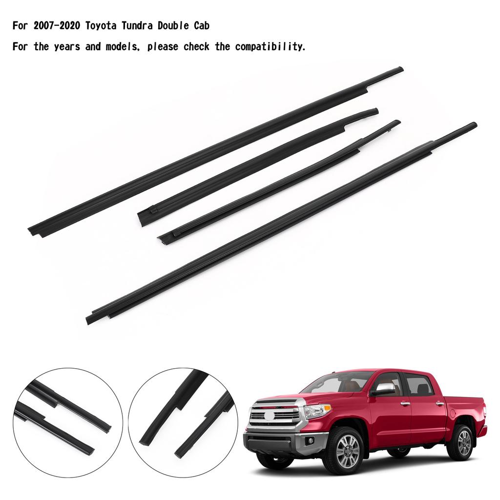 4x Car Window Weatherstrip Seal Belt Moulding For Toyota Tundra Double Cab 07-20