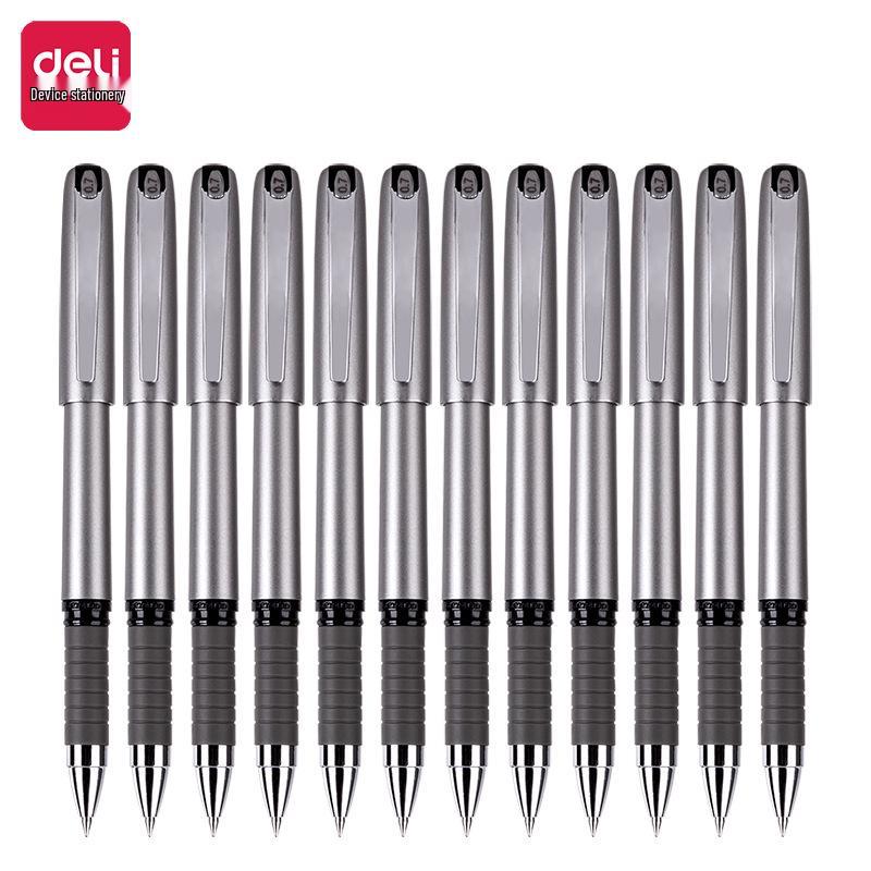 Deli Carbon Fiber Gel Pens: Retractable, Water-Based, Ideal for Students, Business Signatures, Meeting Notes, and Finance.
