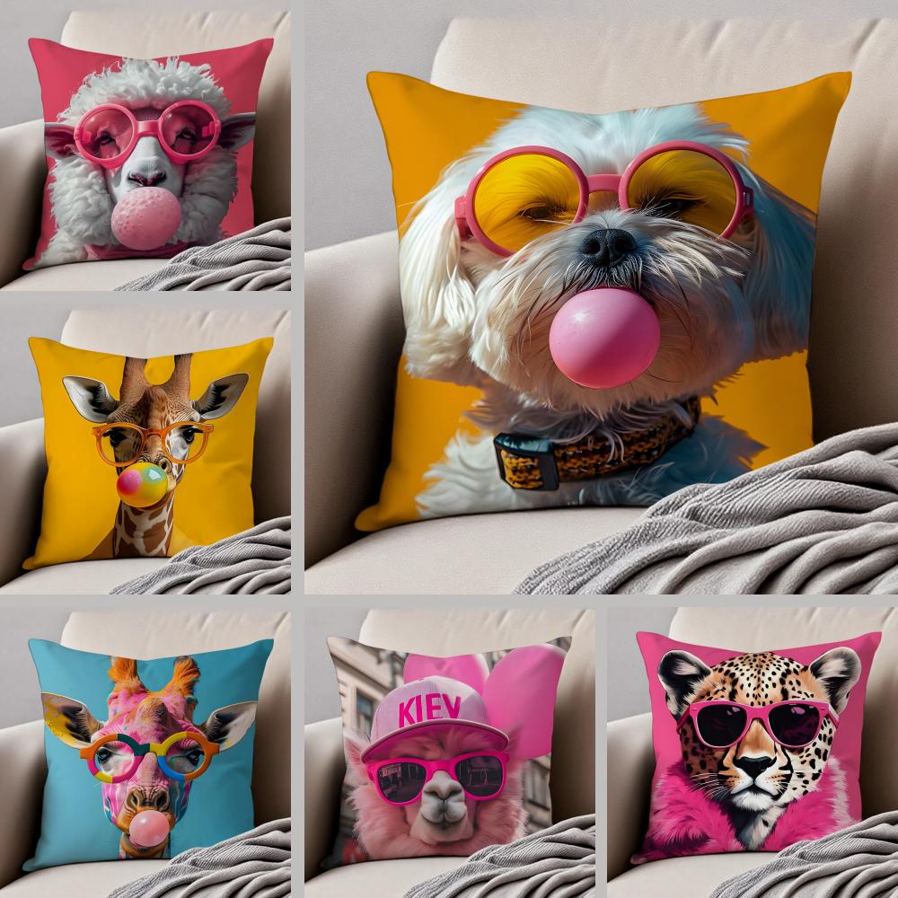 Cute Colorful Art Animal Bubble Fashion Tiger Cushion Cover Throw Pillow Cover Hidden Button Durable Polyester Chair Cushion