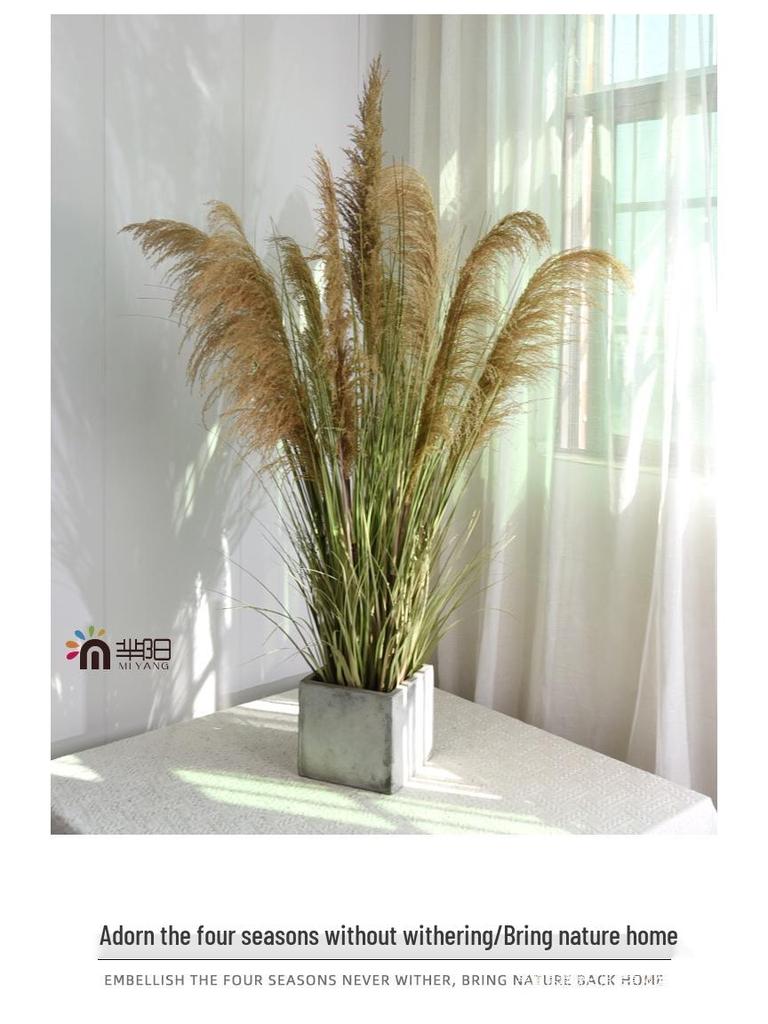 Natural Reed Faux Flowers & Potted Greenery for Home Decor