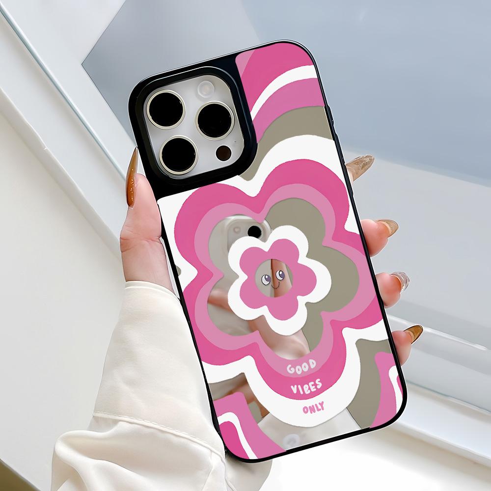 Mirror Phone Case for iPhone 15 11 13 14 for 15 16 Pro Max 12 13 16 Pro Cloud Flower and Animal Cute Style Phone Case