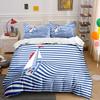 Sailboat Striped Pattern Decor Set Bedding Set with 1 Duvet Cover 2 Pillowcases Single Double King Queen, Gift