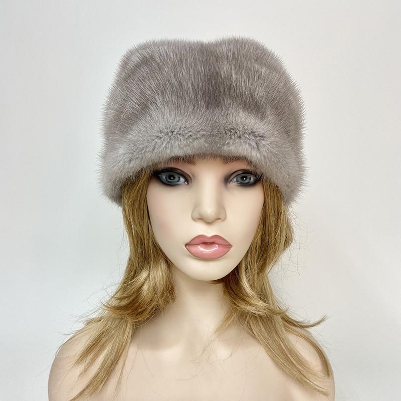 New Luxury Winter Hats for Women Natural Mink Fur Balls Pompom Diamond Warm Snow Cap Outdoor Real Fur Hat
